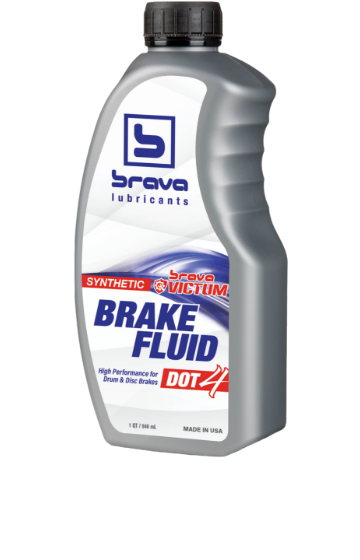 Product shot of the Brava Dot 4 brake fluid bottle